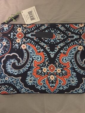 Vera Bradley Navy, Light Blue & Coral Paisley Cosmetic Pouch